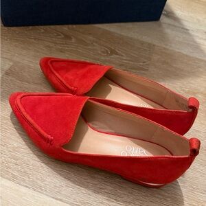 Franco Sarto Red Suede Pointed-Toe Loafers
